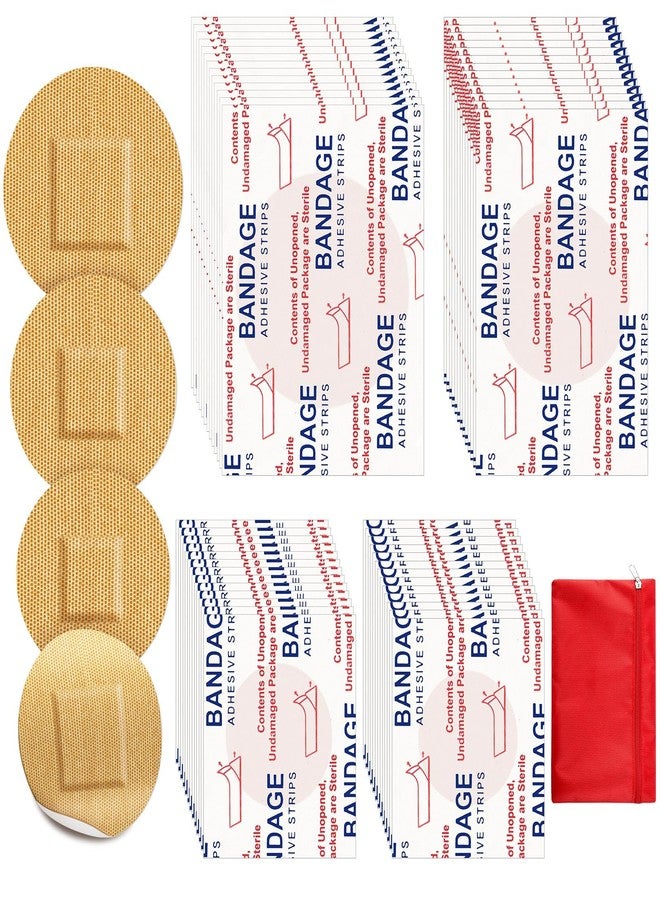 Funtery 100 Adhesive Spot Bandage 4 Sizes Round Flexible Fabric Adhesive Round Tan Non Latex Bandage for Wound Care and Hides Skin Spots Ideal for Small Incisions - Image 1